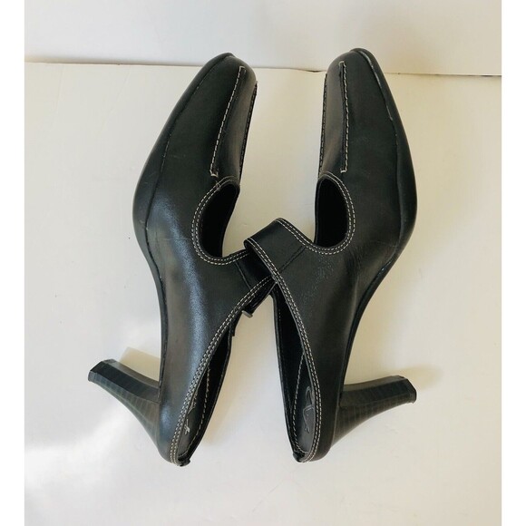 A2 by Aerosoles Two Beauty Black Leather Size 6 M Open Back, stylish block heels - Picture 7 of 9